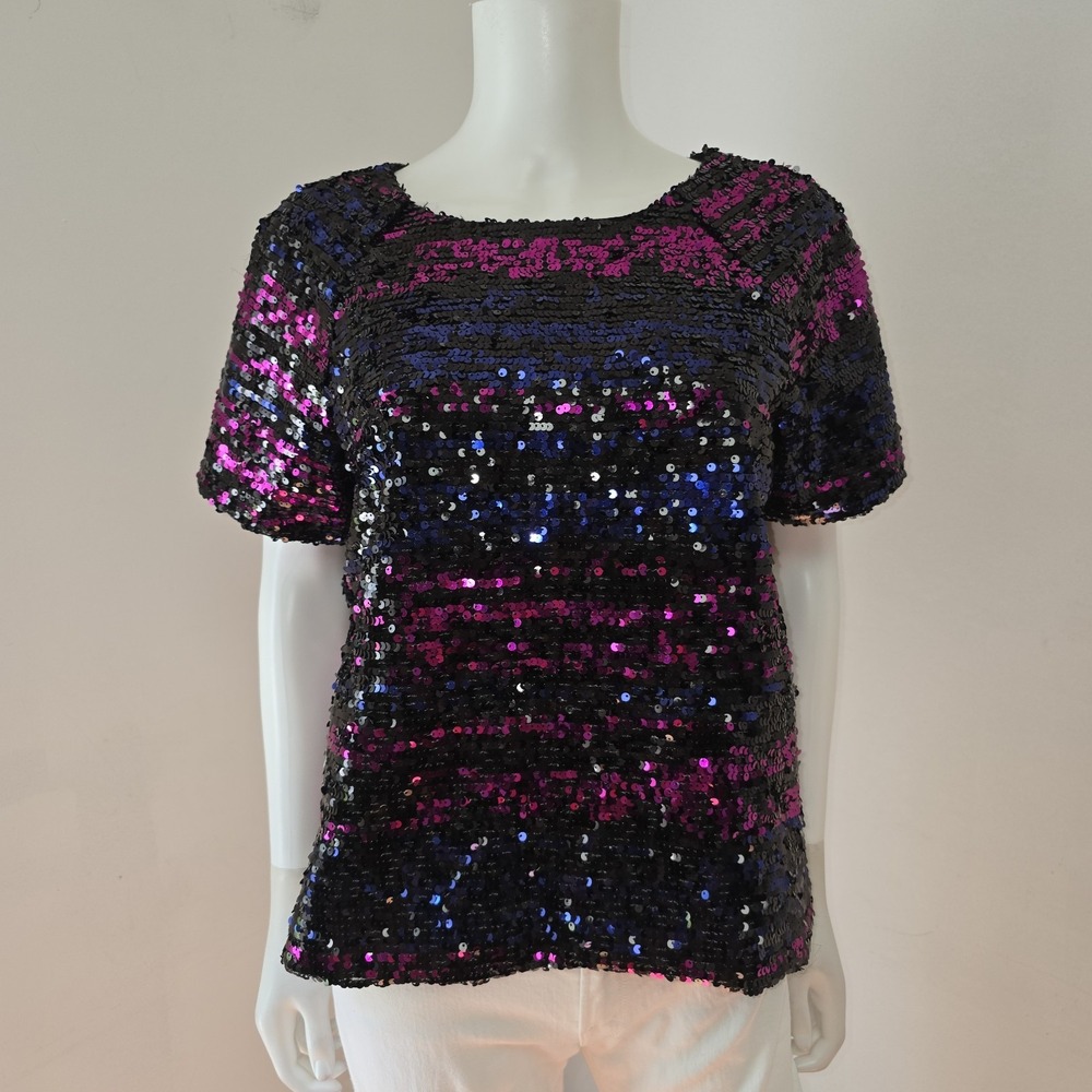 Sanctuary Sequins Saturday Night Embellished Top Size M Holiday Party Purple
